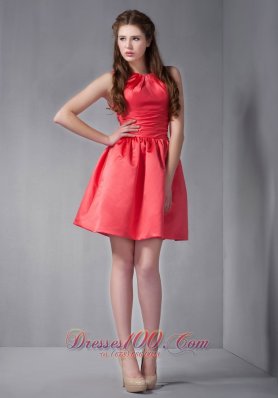 Mini-length Scoop Red Dama Bridesmaid Dress under 100