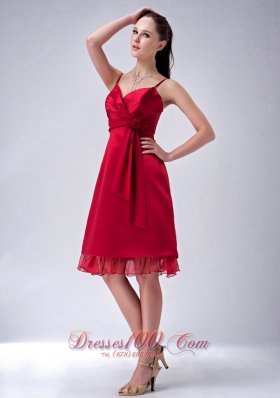 Spaghetti Straps Wine Red Knee-length Dama Dresses