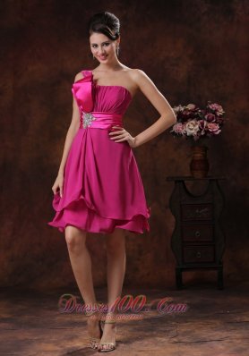 One Shoulder Fuchsia Short Homecoming Dama Dresses