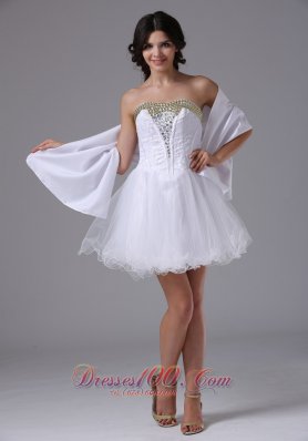Strapless Prom Dress With Beading White