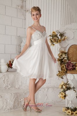 Straps Short Prom Homecoming Dress Chiffon Beading White