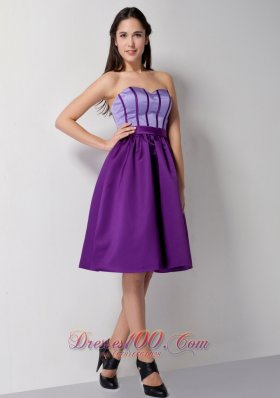 Eggplant Purple Knee Length Taffeta Cocktail Dress