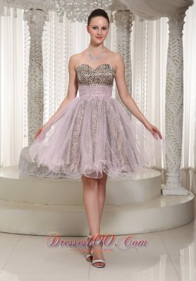 Leopard and Organza Prom Dress Knee-length