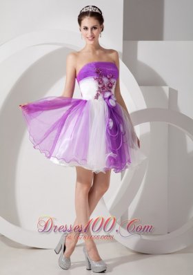 Purple and White Cocktail Dress Flowers Mini