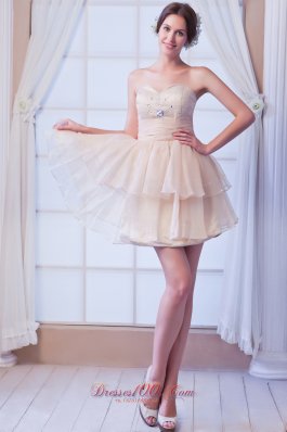 Champagne Prom Dress Beading Mini