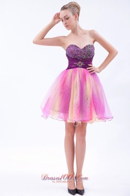 Cocktail Dress Multi-color Mini Beaded Sweetheart