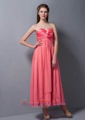 Flower Bridesmaid Dress Chiffon and Taffeta Ankle-length