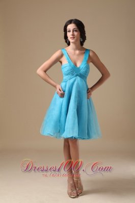 Deep V-neck Knee-length A-line Prom Dress