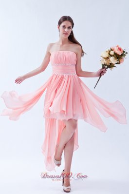 handkerchief Ruffles Watermelon Prom Homecoming Dress Beaded