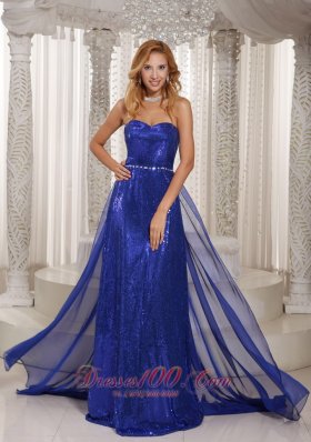 Paillette Sweetheart Royal Blue Prom Evening Dress