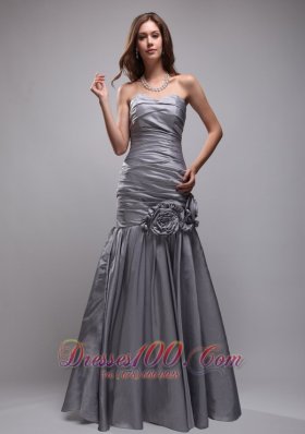 Gray Hand Made Flowers Evening Prom Dress Sweetheart