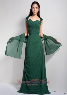 Ruched Dark Green Mother Of The Brides Dress Chiffon