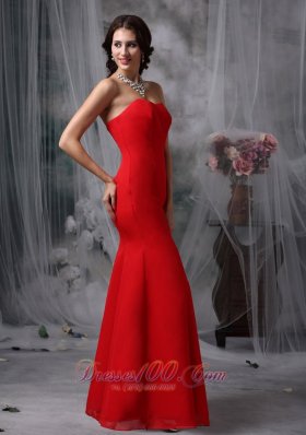 Red Evening Dress For Prom Sweetheart Chiffon