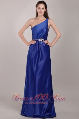 One Shoulder Beading Royal Blue Prom Evening Dress