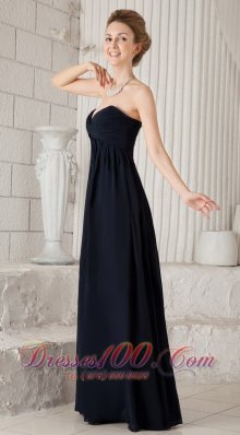 Ruched Chiffon Navy Blue Bridesmaid Dress For Prom