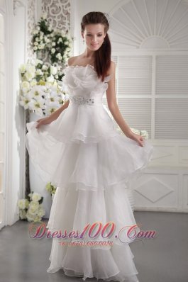 Empire Strapless Organza Beading Prom Evening Dress