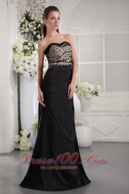 Black Strapless Taffeta Ruch Prom Graduation Dress