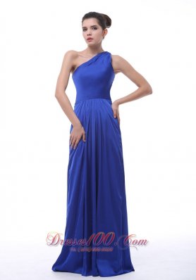 Royal Blue One Shoulder Taffeta Bridesmaid Dress