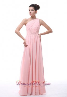 Ruched Beading Light Pink Chiffon Bridesmaid Dress