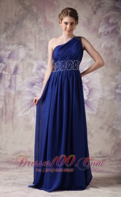 Blue Evening Dress Empire Chiffon Beading Brush