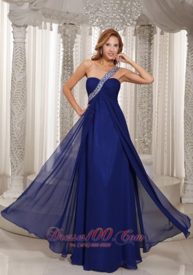 Formal Navy Blue Empire Beading Celebrity Evening Dress