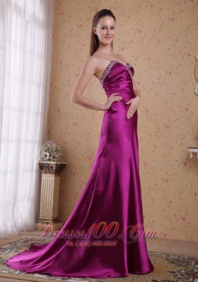 Fuchsia Sheath Sweetheart Sweep Elastic Woven Prom Evening Dress