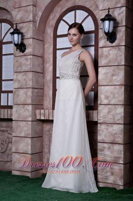 Prom Maxi Dress Beading One Shoulder Floor-length