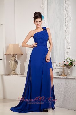 Bow One Shoulder Beading Brush Train Prom Dress