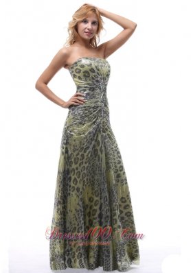 Leopard Strapless Lace up Multi-color Prom Dress