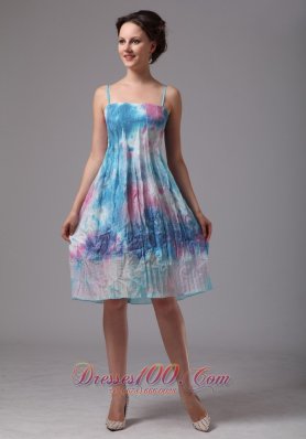 Custom Made Printing Spaghetti Straps Homecoming Dress