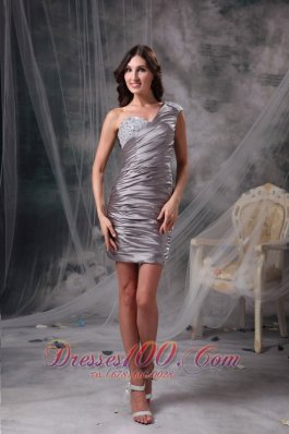 One Shoulder Ruched Short Prom Dress 2013