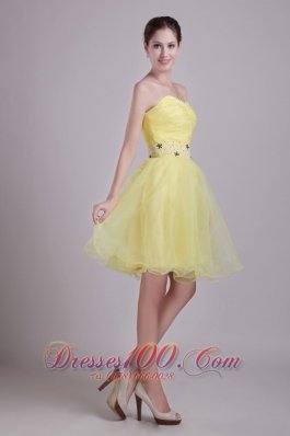 Yellow A-line Sweetheart Short Ruch Prom/Cocktail Dress
