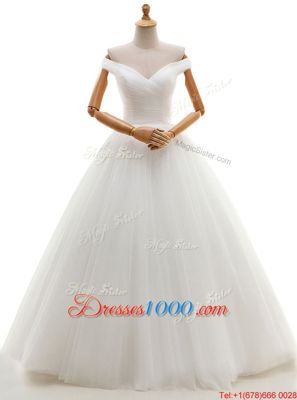 White Sweetheart Neckline Lace and Appliques Wedding Dress Sleeveless Lace Up