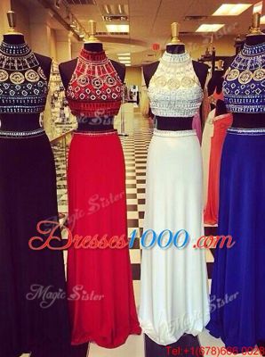 Pretty Sleeveless Sweep Train Beading Backless Formal Evening Gowns