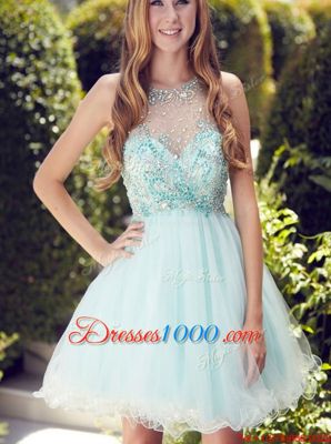 Nice Scoop Sleeveless Zipper Mini Length Beading and Ruching Party Dress for Toddlers