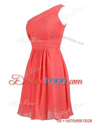 One Shoulder Sleeveless Chiffon Party Dress for Toddlers Ruffles Zipper