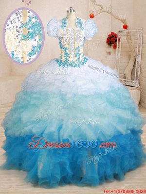 Designer Brush Train Ball Gowns Quinceanera Dresses Multi-color Sweetheart Organza Sleeveless With Train Lace Up