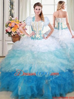 Sexy With Train Multi-color 15th Birthday Dress Sweetheart Sleeveless Brush Train Lace Up