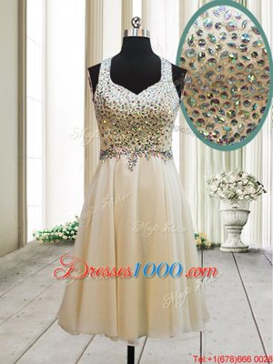 Top Selling Straps Sleeveless Chiffon Evening Dresses Beading Side Zipper