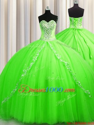 Low Price Sleeveless Tulle Brush Train Lace Up 15 Quinceanera Dress for Military Ball and Sweet 16 and Quinceanera