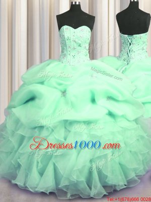 Fantastic Light Yellow Sweetheart Lace Up Beading and Ruffles Quinceanera Gowns Sleeveless