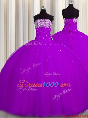 New Arrival Really Puffy Tulle Sleeveless Floor Length 15 Quinceanera Dress and Beading and Sequins