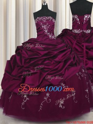Colorful Taffeta Sleeveless Floor Length Ball Gown Prom Dress and Beading and Appliques and Pick Ups