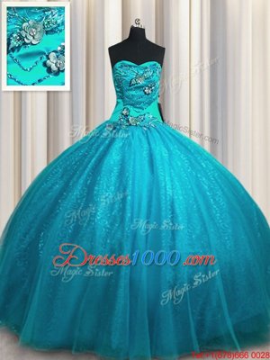 Tulle Sleeveless Quinceanera Dress Sweep Train and Beading