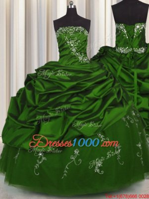 Smart Embroidery Sleeveless Beading and Appliques and Pick Ups Lace Up Quince Ball Gowns