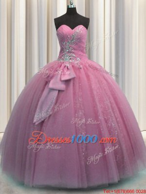 High Class Multi-color Ball Gowns Sweetheart Sleeveless Organza and Tulle Floor Length Lace Up Beading and Ruffles 15th Birthday Dress
