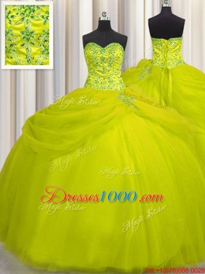 On Sale Bling-bling Visible Boning Sweetheart Sleeveless Tulle Sweet 16 Dress Beading and Ruffles and Ruffled Layers and Sequins Lace Up