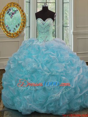 Blue Sweetheart Neckline Beading and Pick Ups Sweet 16 Dresses Sleeveless Lace Up