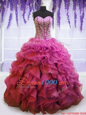 Sleeveless Beading and Ruffles Lace Up Quinceanera Gowns
