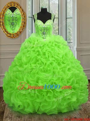 Romantic Ball Gown Prom Dress Military Ball and Sweet 16 and Quinceanera and For with Beading and Ruffles Sweetheart Sleeveless Zipper